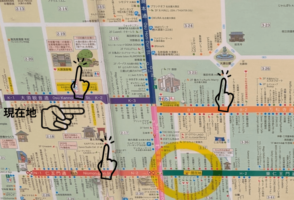大須商店街のマップ