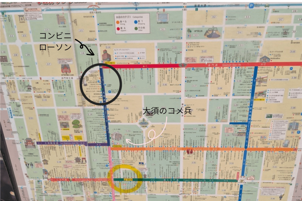 大須商店街のマップ