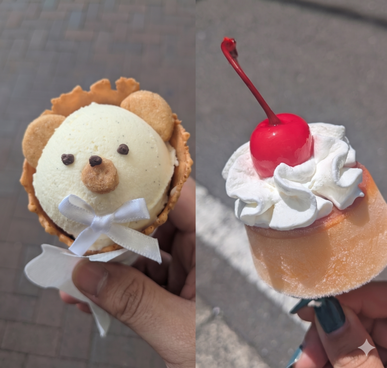 大須のpause・pauseのプリンアイスとアニマルアイス（クマ）
